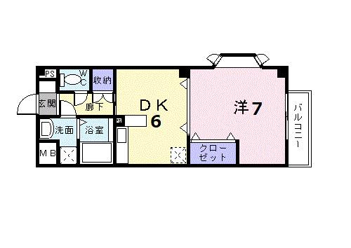 ソシオグランデ(1DK/1階)の間取り写真