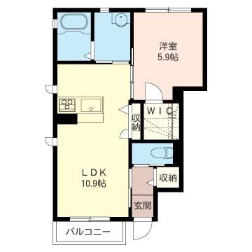 CASAREGIOB カーサレジオ(1LDK/1階)の間取り写真