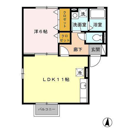 アステール27(1LDK/2階)の間取り写真