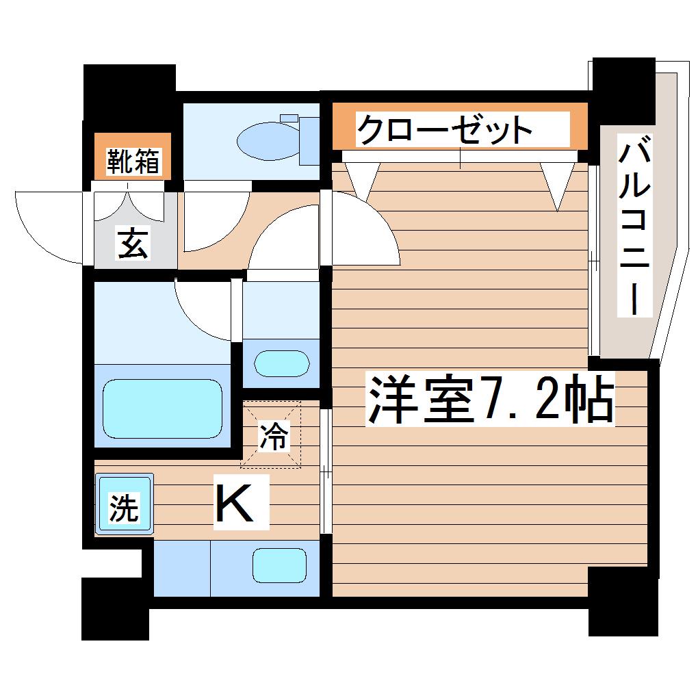 ラピス雨宮(1K/2階)の間取り写真