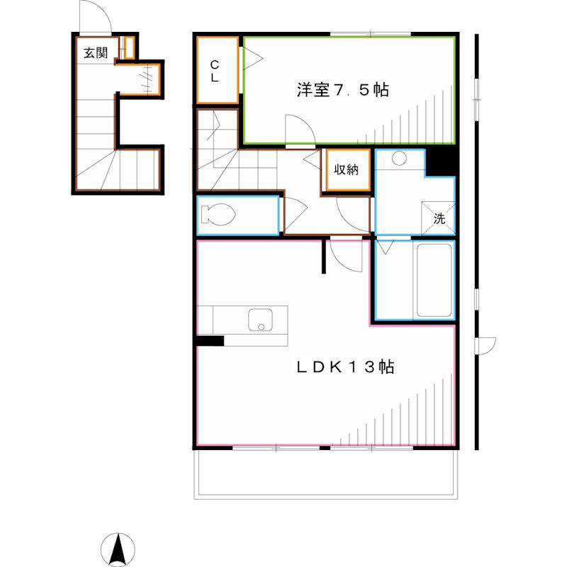 パナックスII(1LDK/2階)の間取り写真
