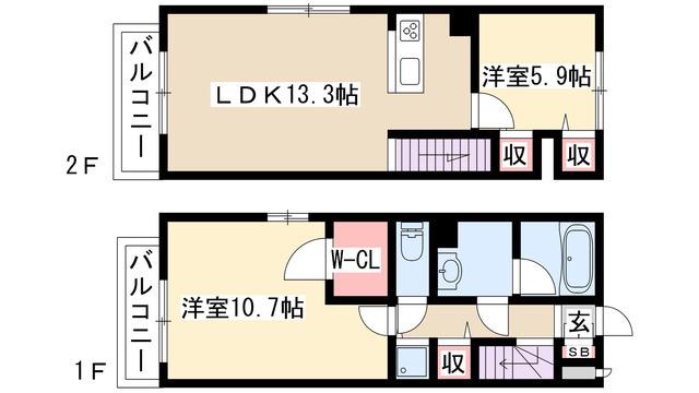 プロシード穂波町(2LDK/3階)の間取り写真
