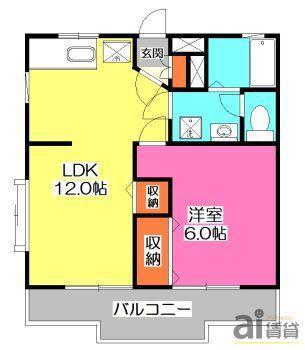サイレントプラザ(1LDK/2階)の間取り写真