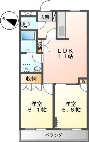 プルミエールIE(2LDK/2階)の間取り写真
