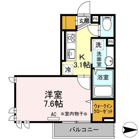 ルナマリア国立A(1K/1階)の間取り写真
