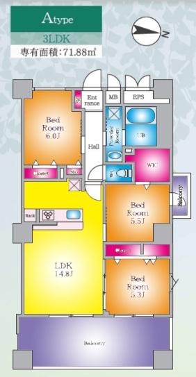 PJ TREE NEST(3LDK/6階)の間取り写真