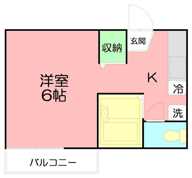 ドミール湘南II(ワンルーム/2階)の間取り写真