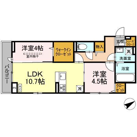 グリシーヌ(2LDK/3階)の間取り写真