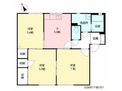 メゾンフローラ(3DK/1階)の間取り写真