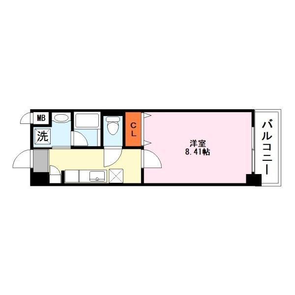 ジュモオネティ(1K/4階)の間取り写真