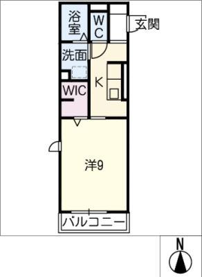 プレミアスII(1K/1階)の間取り写真
