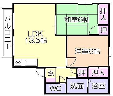 プロヴァンスII(2LDK/2階)の間取り写真