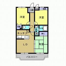 ハイツ・アムール(3LDK/1階)の間取り写真