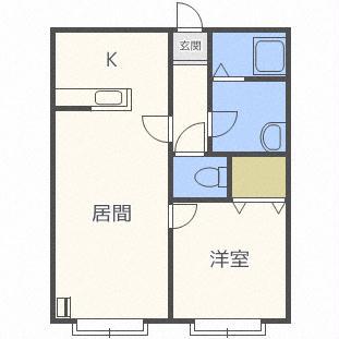サンライズ伏見(1LDK/2階)の間取り写真