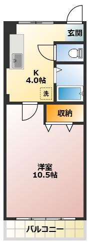 豊栄マンション(1K/1階)の間取り写真