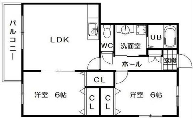 バードランドひめじ 参番館(2LDK/2階)の間取り写真