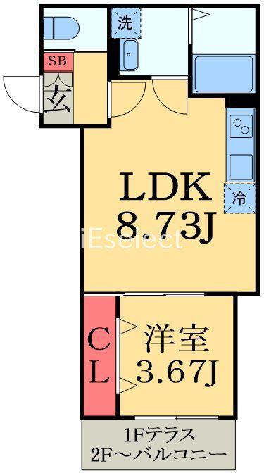 AJ幕張2(1LDK/1階)の間取り写真