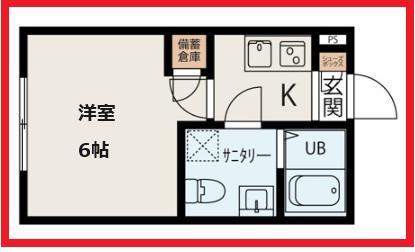 シエル町屋(1K/1階)の間取り写真