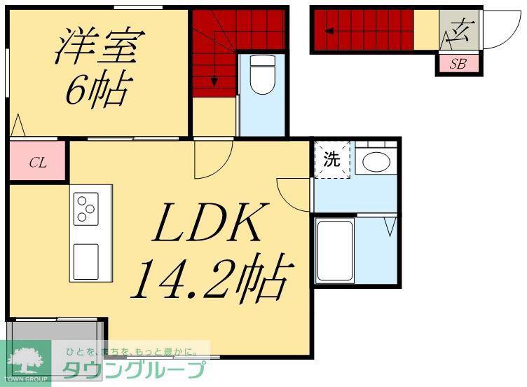 プルメリア(1LDK/2階)の間取り写真