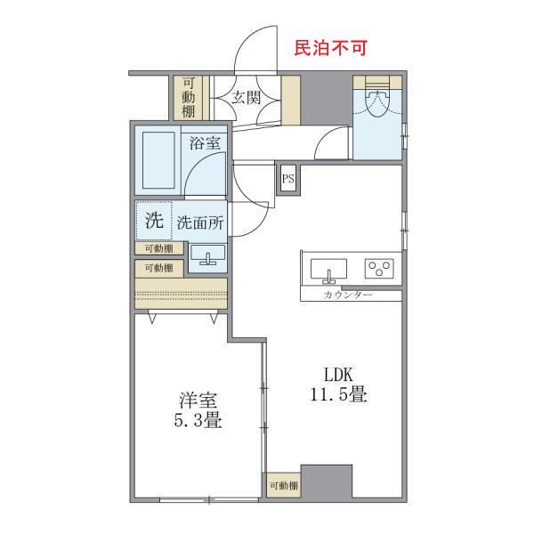 リノベFR1ヶ月NETフリーISM中野坂上 Q(1LDK/3階)の間取り写真