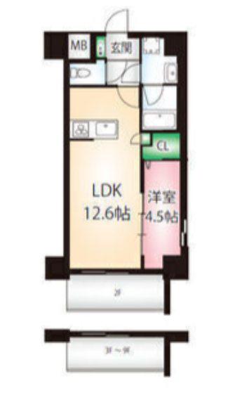 カメリア丸の内(1LDK/8階)の間取り写真