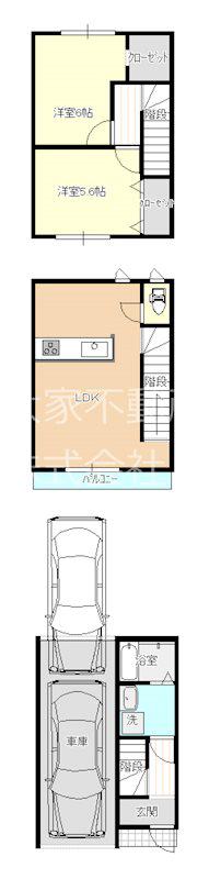 ライフタウン貝津D(2LDK/1階)の間取り写真