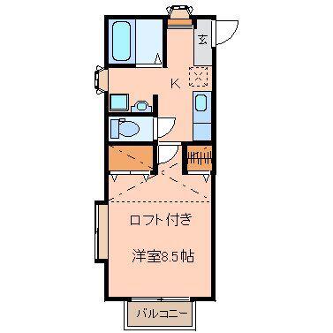 プリムヴェールIII(1K/2階)の間取り写真