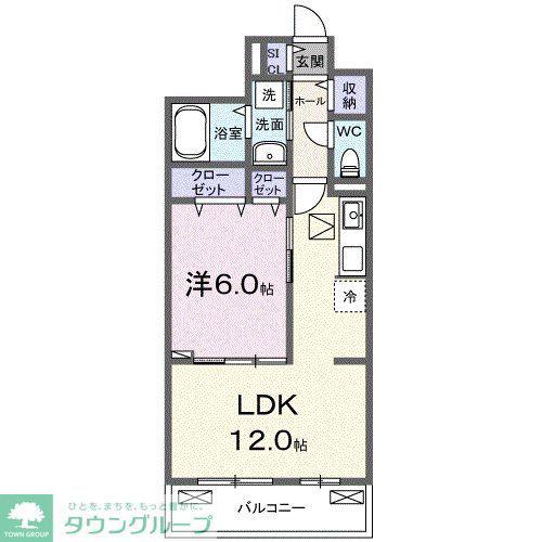 ラピス飯能(1LDK/1階)の間取り写真