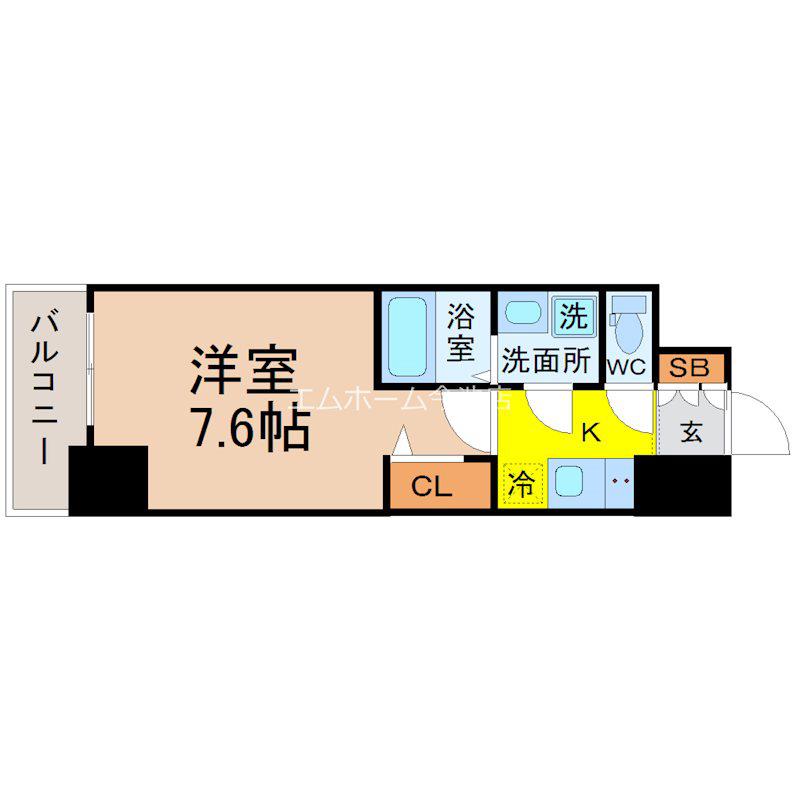 エスリード葵桜通(1K/12階)の間取り写真