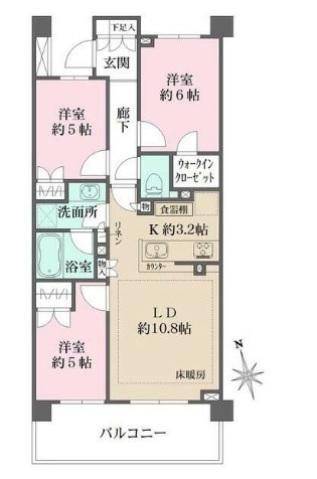 ザ・パークハウス上石神井レジデンス(3LDK/2階)の間取り写真