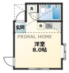 ニューベル白楽(1K/2階)の間取り写真