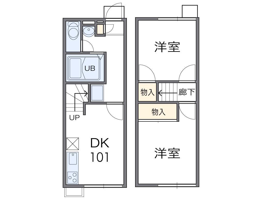 レオパレスサンフォーレ(2DK/1階)の間取り写真