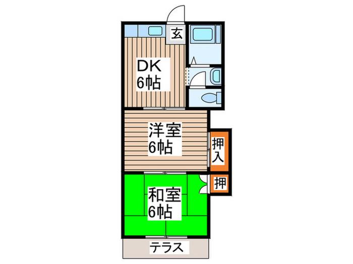 第二神明ハイツ(2DK/2階)の間取り写真
