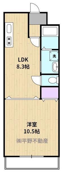オーシャン日吉Ⅱ(1LDK/4階)の間取り写真