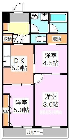王子サウスウイング(3DK/5階)の間取り写真