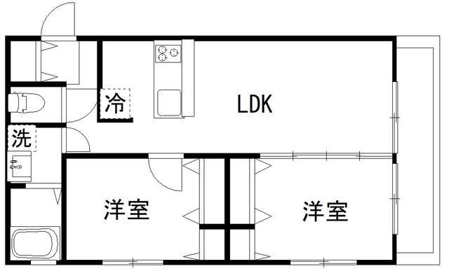 カルディア中央(2LDK/4階)の間取り写真