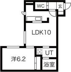 グローリア南10条(1LDK/1階)の間取り写真