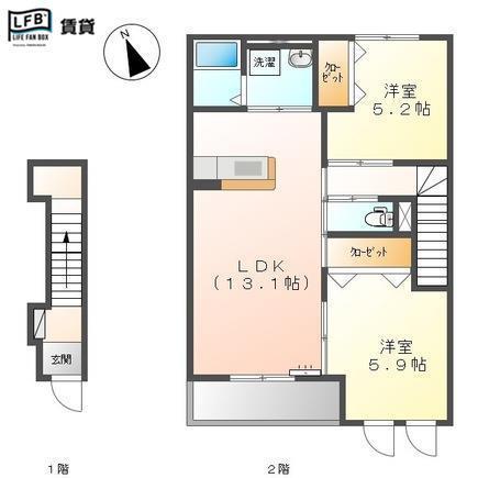 サンコート(2LDK/2階)の間取り写真