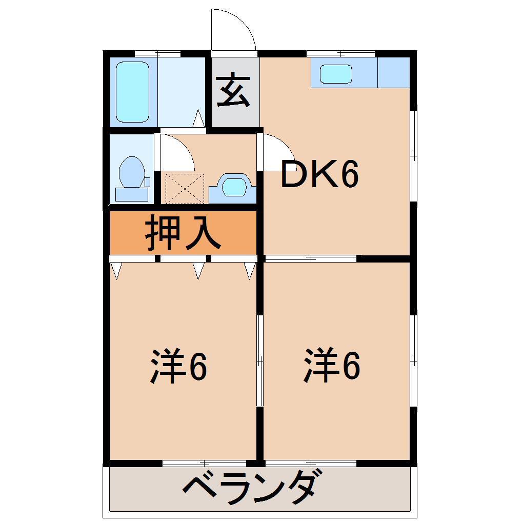 アピア勝山(2DK/1階)の間取り写真
