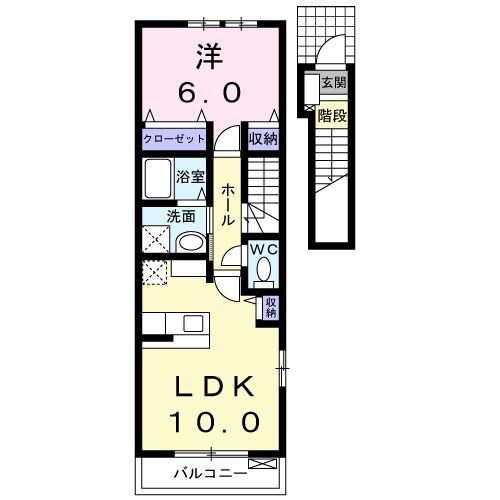 アペルトI(1LDK/2階)の間取り写真