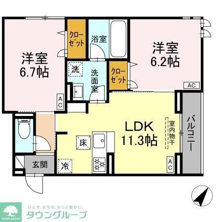 D-ROOM豊田(2LDK/1階)の間取り写真
