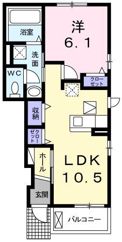 カーサ ルピナス I(1LDK/1階)の間取り写真