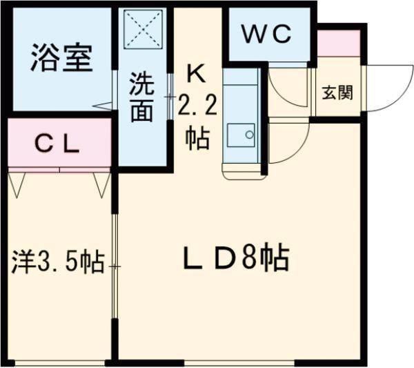 ハイアット恵庭(1LDK/4階)の間取り写真