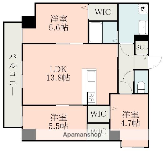フォレストテラス(3LDK/5階)の間取り写真