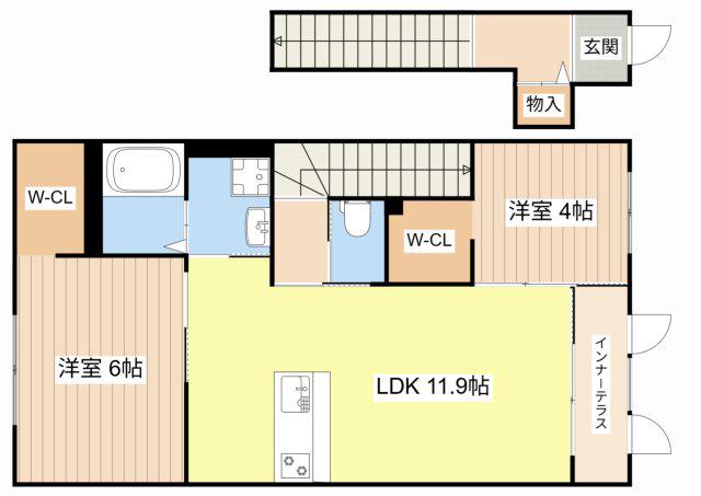 GARDEN TERRACE(2LDK/2階)の間取り写真
