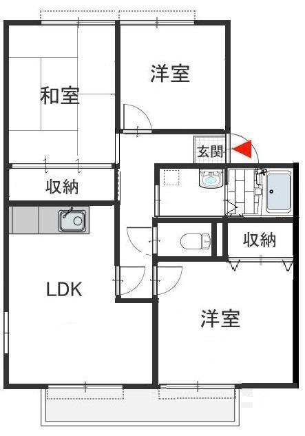 サンビレッジ三田(3LDK/2階)の間取り写真