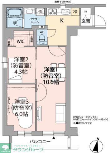 ミュージション世田谷赤堤(3K/1階)の間取り写真