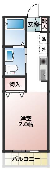 フラワーコート白糸台(1K/2階)の間取り写真