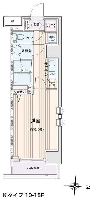 エスティメゾン錦糸町2(1K/10階)の間取り写真