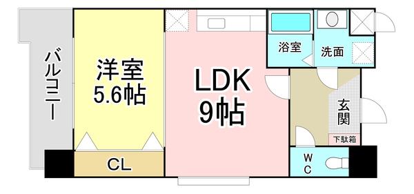 竪町センタービル(1LDK/8階)の間取り写真